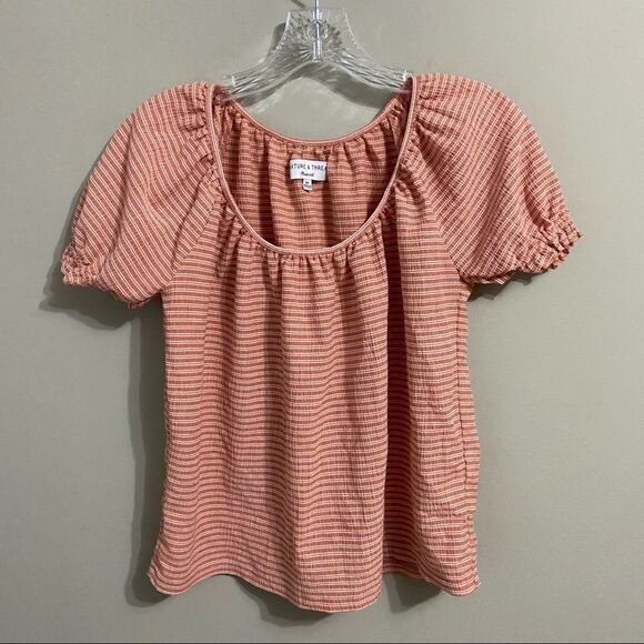 𝅺madewell Sz Xs Texture & Thread Peasant Top in Stripe - Picture 4 of 8